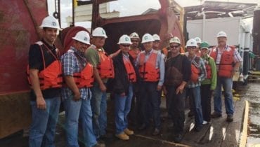 The Dutra Group on Board the Paula Lee Clamshell Dredge