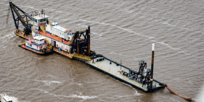 Inland Dredging Company's Cuttersuction Dredge Ingenuity Working in the Calcasieu Ship Channel in Lake Charles, LA